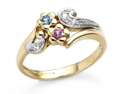 Anello Fiore e Foglie Oro Bicolor
