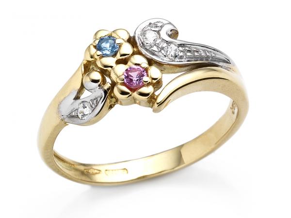 CF01707 - Anello Fiore e Foglie Oro Bicolor