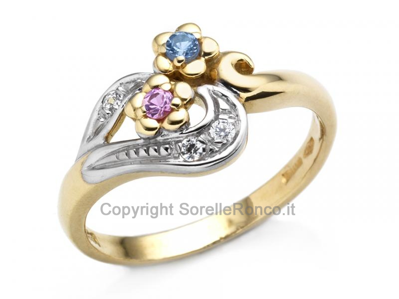 ANELLO FIORE E FOGLIE STILIZZATE