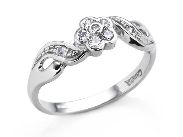 CF01711 - Anello a Fiore con Zirconi Brillanti