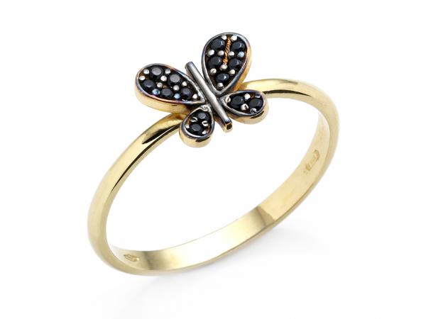 CF01713 - Anello a Farfalla con Zirconi Neri