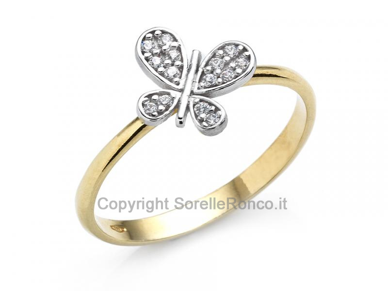 ANELLO ORO BICOLORE A FARFALLA