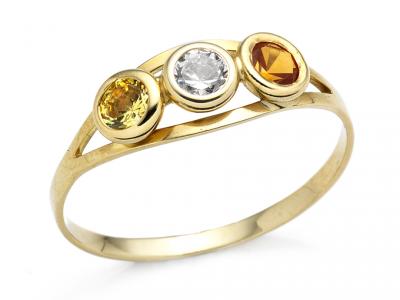 Anello Trilogy Oro e Zirconi Colorati