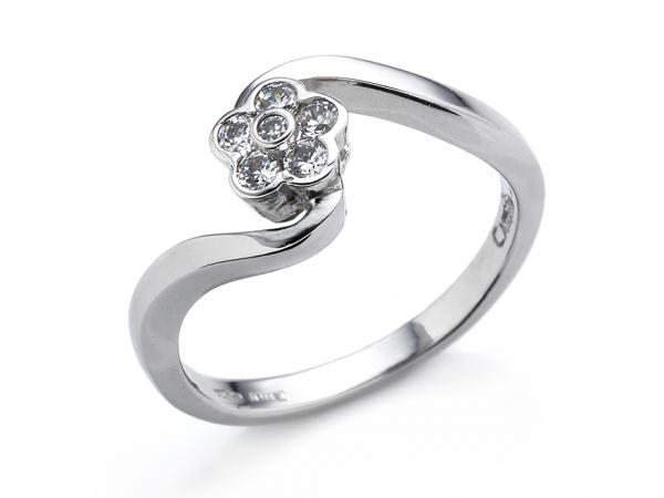 CF01719 - Anello a Fiore con Piccoli Zirconi