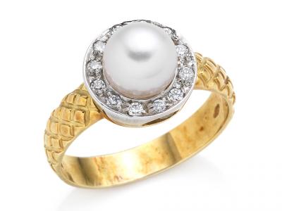 Anello Zirconi e Perla ø 8mm