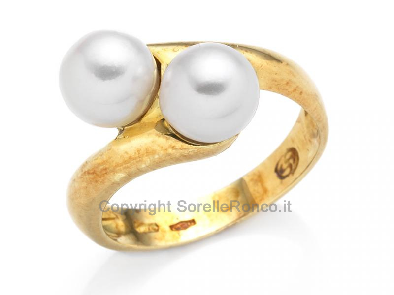 ANELLO CONTRARIÉ ZIRCONI E PERLE Ø 7 MM