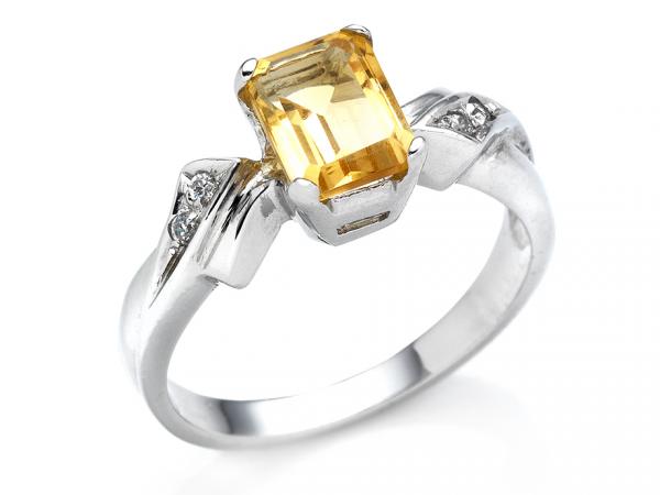 CF01734 - Anello Oro Bianco e Zircone Giallo