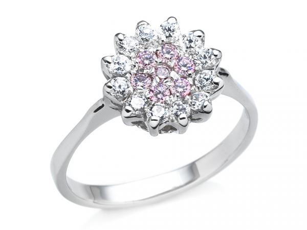 CF01736 - Anello a Fiore Oro e Zirconi Rosa