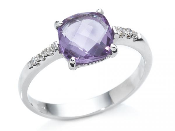 CF01738 - Anello Oro Bianco e Zircone Viola