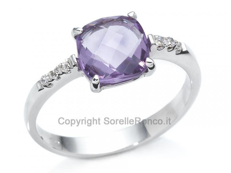 ANELLO ORO BIANCO E ZIRCONE VIOLA