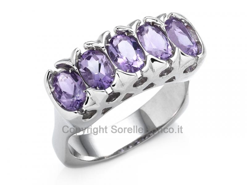 ANELLO RIVIERA ORO  E ZIRCONI VIOLA