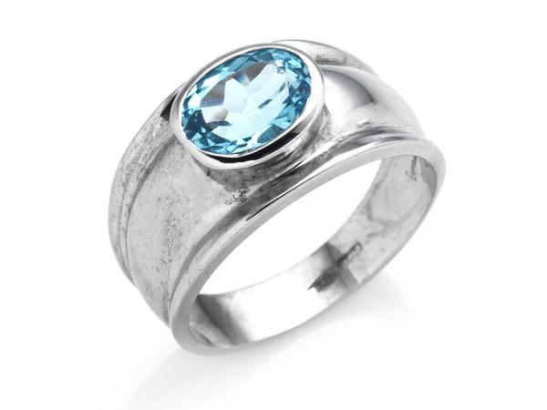 CF01740 - Anello a Fascia Oro e Zirconi Azzurro