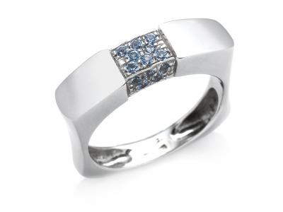 Anello Design Oro Bianco e Zirconi Brillanti