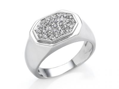 Anello a Fascia Oro Bianco e Zirconi