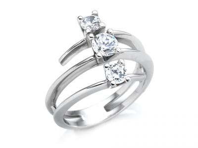 Anello Trilogy Spirale Oro Bianco 18Kt Zirconi