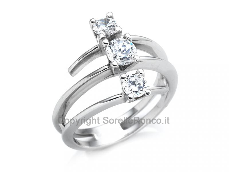 ANELLO TRILOGY SPIRALE ORO BIANCO 18KT ZIRCONI