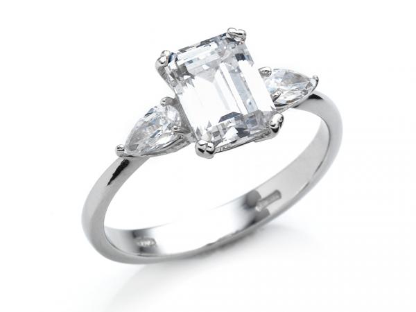 CF01748 - Anello da Fidanzamento Oro Bianco 18Kt Zirconi 