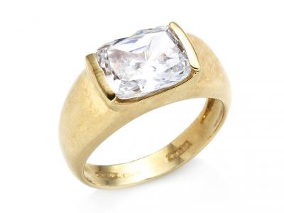 Anello a Fascia Oro Giallo e Zircone Brillante