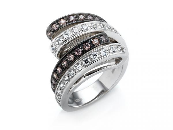 CF01750 - Anello  Contrarié Oro Bianco e Zirconi