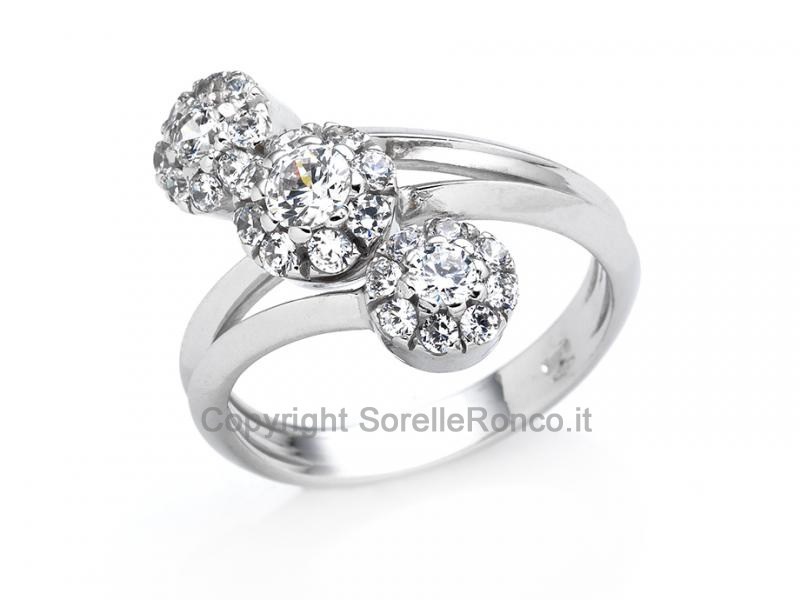 ANELLO TRILOGY CON ZIRCONI NATURALI