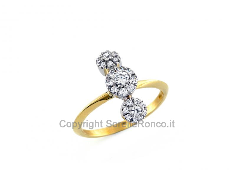 ANELLO TRILOGY BICOLOR ZIRCONI NATURALI