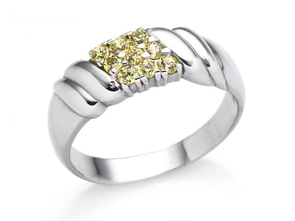 CF01762 - Anello Oro Bianco e Zirconi Gialli