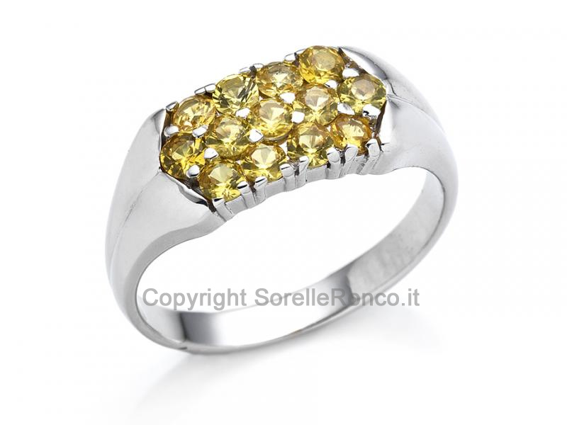 ANELLO ORO E ZIRCONI GIALLI