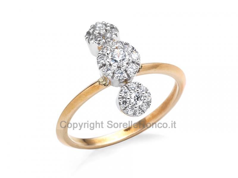 ANELLO ORO BICOLOR CON ZIRCONI