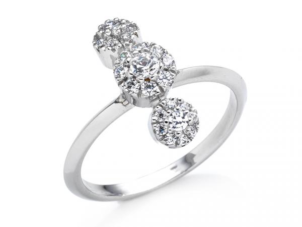 CF01769 - Anello Oro Bianco con Zirconi