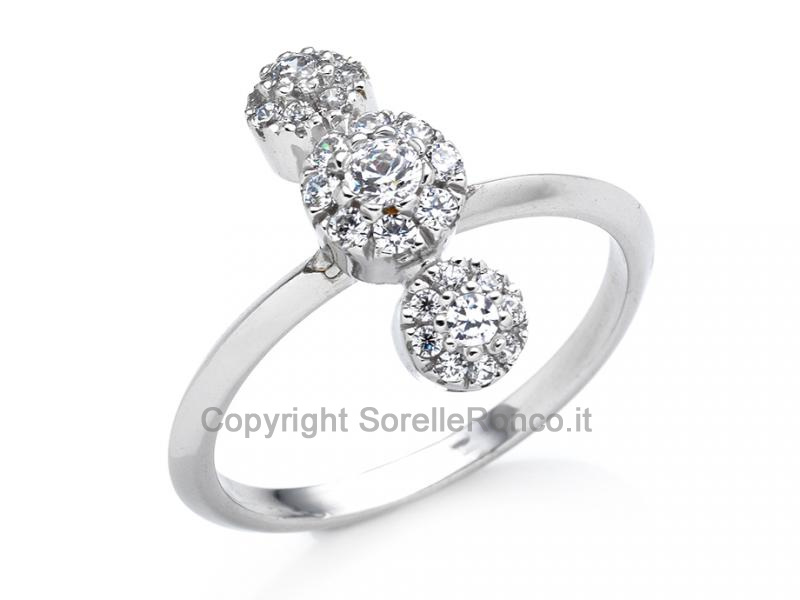 ANELLO ORO BIANCO CON ZIRCONI