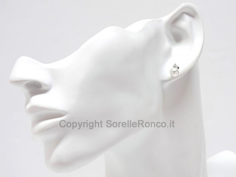 ORECCHINI DIAMANTI 3GRIFFE PERLE 6-6.5MM