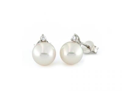 Orecchini Diamanti 3Griffe Perle 6-6.5mm