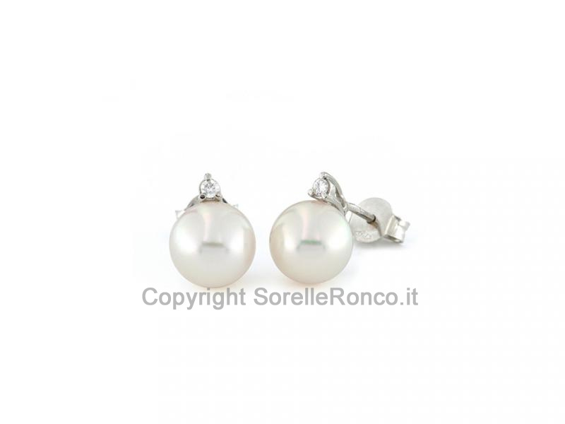 ORECCHINI DIAMANTI E PERLE Ø 5.5-6