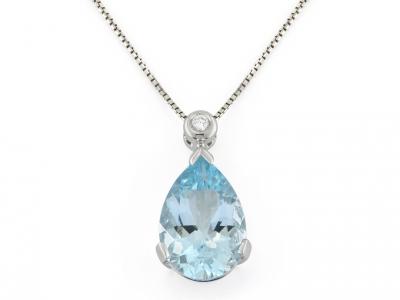 Collana con Pendente Acquamarina 3.50 Ct