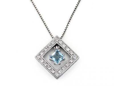 Collana con Pendente Acquamarina 0.30 Ct