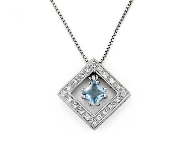 CF01783 - Collana con Pendente Acquamarina 0.30 Ct