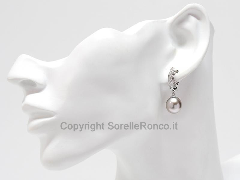ORECCHINI CON PERLE TAHITI Ø 10.5 MM