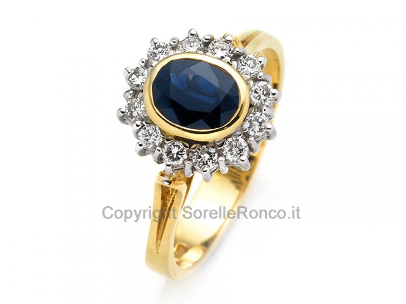 ANELLO ORO DIAMANTI E ZAFFIRO 1.05 CT