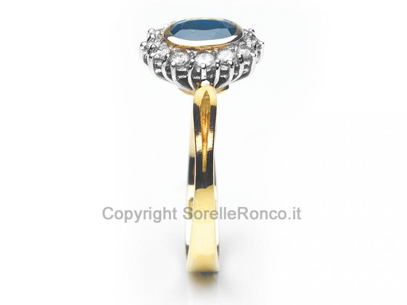 ANELLO ORO DIAMANTI E ZAFFIRO 1.05 CT