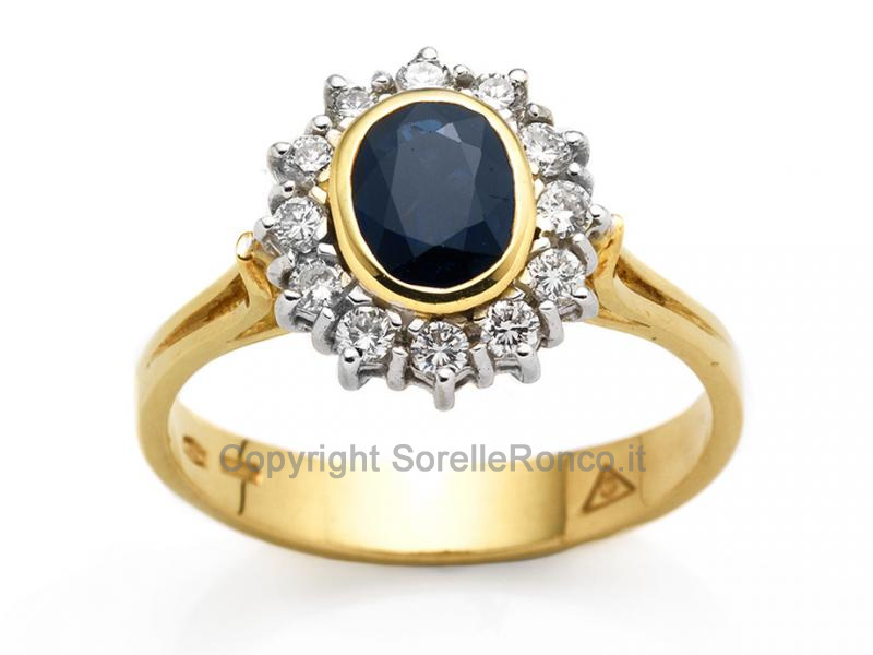 ANELLO ORO DIAMANTI E ZAFFIRO 1.05 CT