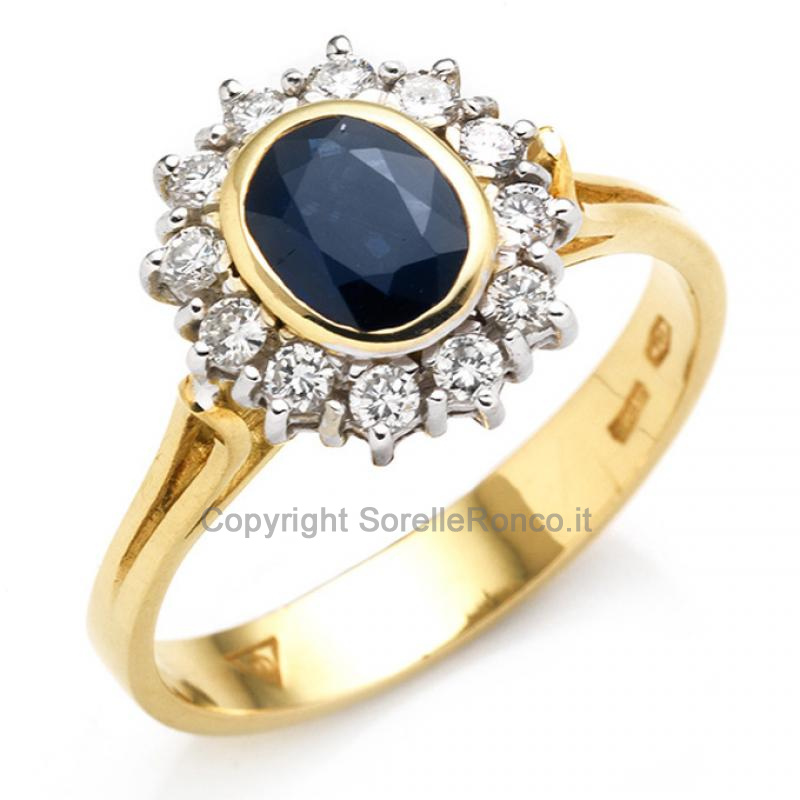 ANELLO ORO DIAMANTI E ZAFFIRO 1.05 CT