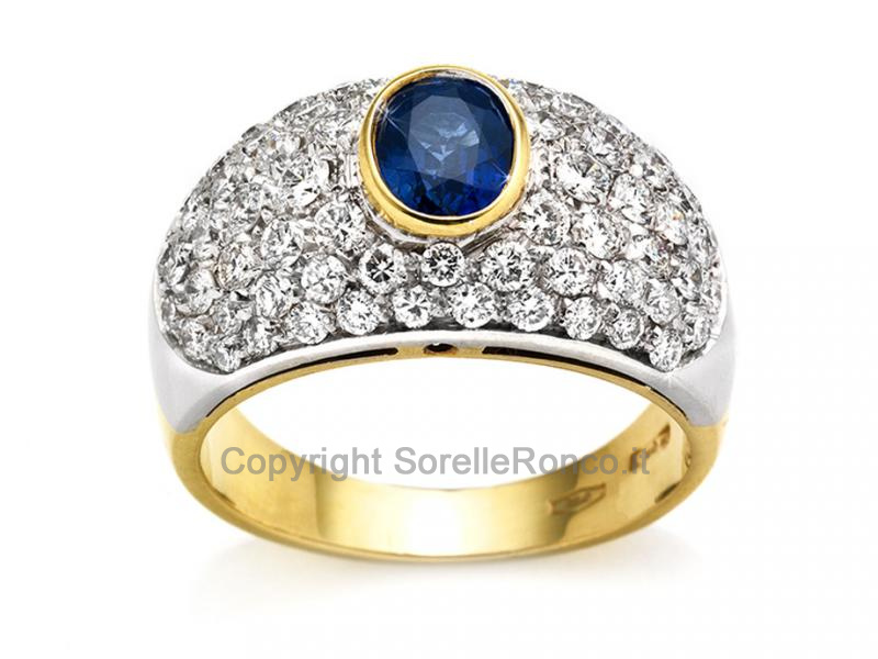 ANELLO ORO DIAMANTI E ZAFFIRO 1.16 CT