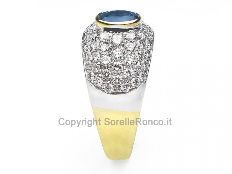 ANELLO ORO DIAMANTI E ZAFFIRO 1.16 CT