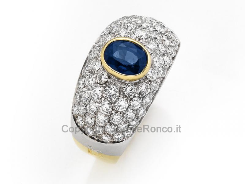 ANELLO ORO DIAMANTI E ZAFFIRO 1.16 CT