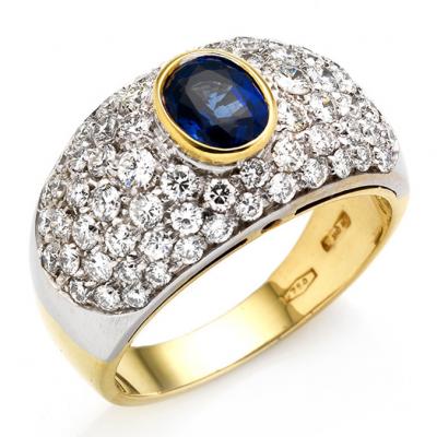Anello Oro Diamanti e Zaffiro 1.16 Ct