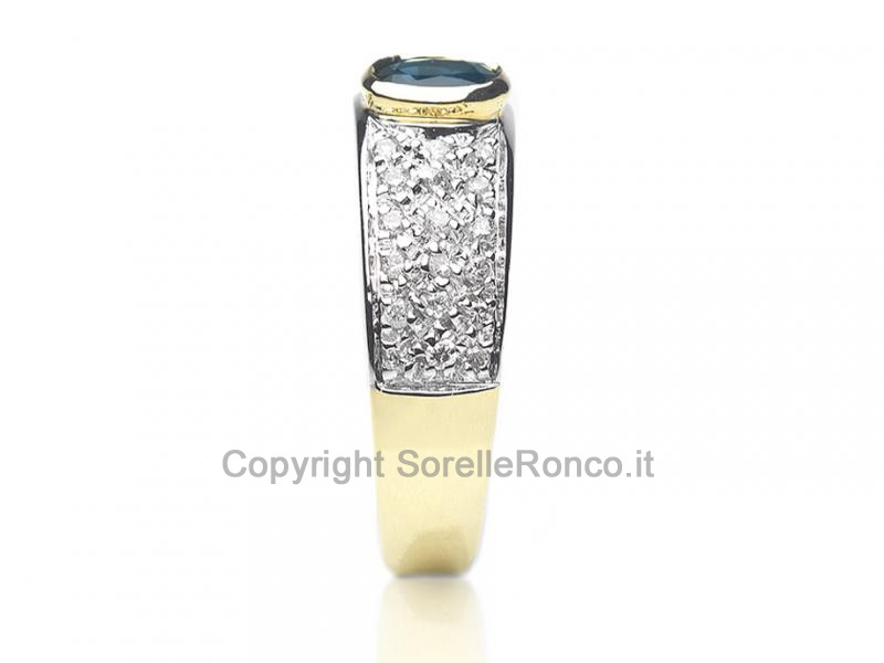 ANELLO ORO DIAMANTI E ZAFFIRO 0.50 CT