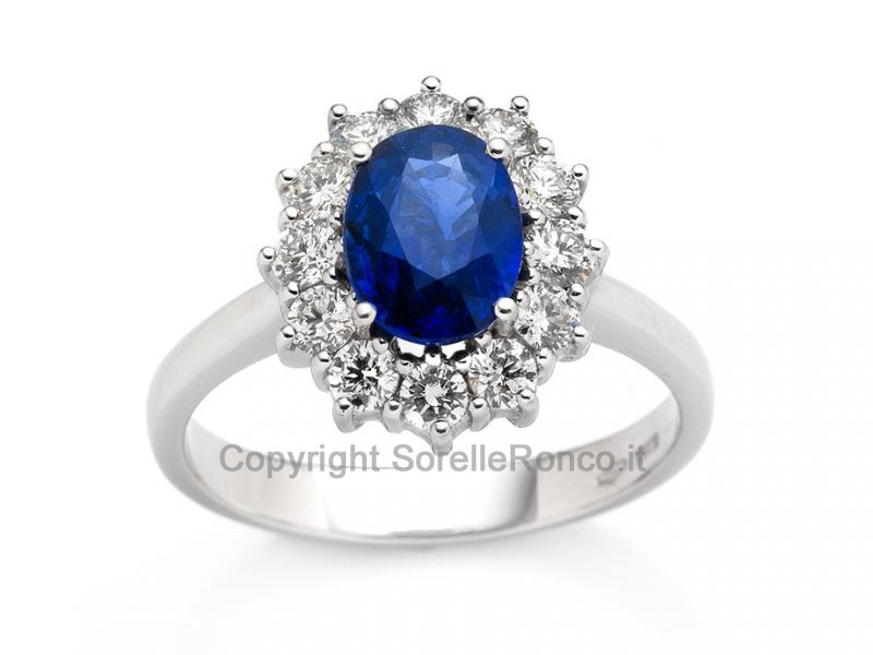 ANELLO ORO DIAMANTI E ZAFFIRO 1.65 CT