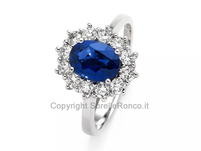 ANELLO ORO DIAMANTI E ZAFFIRO 1.65 CT