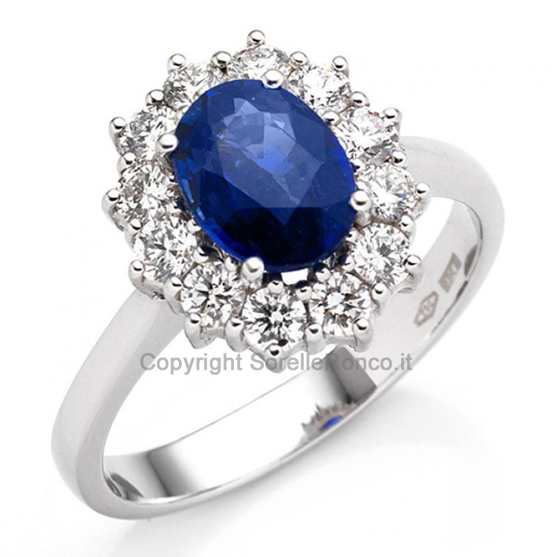 ANELLO ORO DIAMANTI E ZAFFIRO 1.65 CT