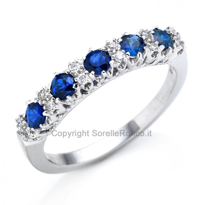 ANELLO ORO DIAMANTI E ZAFFIRI 0.63 CT